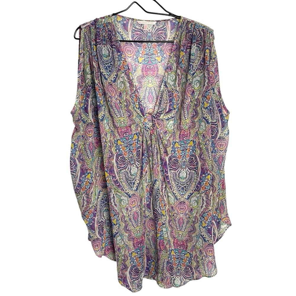 Victorias Secret Womens Swim Cover Up Sz XS/S Colorful Paisley Sheer‎ Boho Beach
